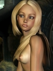 Naughty slim blonde 3D babe Carla has perfectly round titties